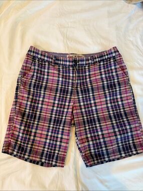 Bass Pink & Navy Plaid Bermuda Shorts